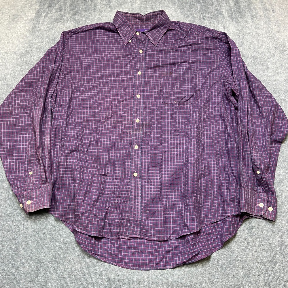 Hunt Club Jwill Shirt Men XL Purple Graham Check Cotton Button Down Outdoor Wear